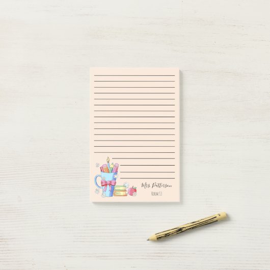 Waterverf kunstleraar regeerde post-it notities post-it® notes (Op bureau)