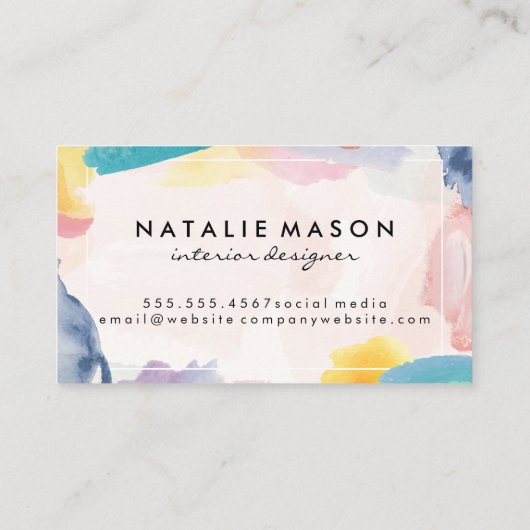 Waterverf Kunstmatige achtergrond | Monogram Visitekaartje (Achterkant)