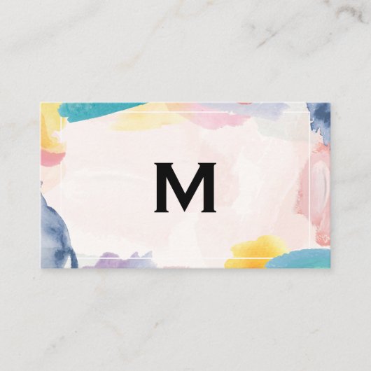 Waterverf Kunstmatige achtergrond | Monogram Visitekaartje (Voorkant)