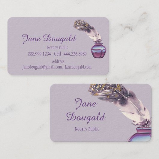 Waterverf Kunstmatige doezelpen Klassieke notaris Visitekaartje (Voorkant / Achterkant)