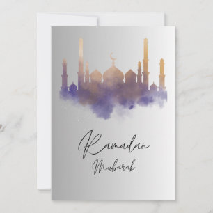 Waterverf kunstmoskee Ramadan Mubarak Kaart
