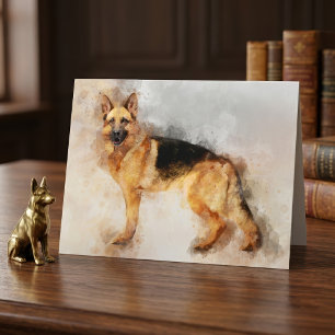 Waterverf Kunstprint van Duitse Herdershond Bedankkaart