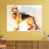 Waterverf Kunstprint van Duitse Herdershond Canvas Afdruk (Insitu (Woonkamer))