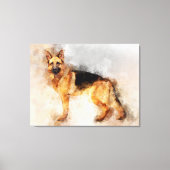 Waterverf Kunstprint van Duitse Herdershond Canvas Afdruk (Voorkant)