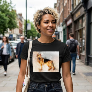 Waterverf Kunstprint van Duitse Herdershond T-shirt