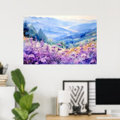Waterverf-kunstprint van North Carolina aan de muu Poster (Thuiskantoor)