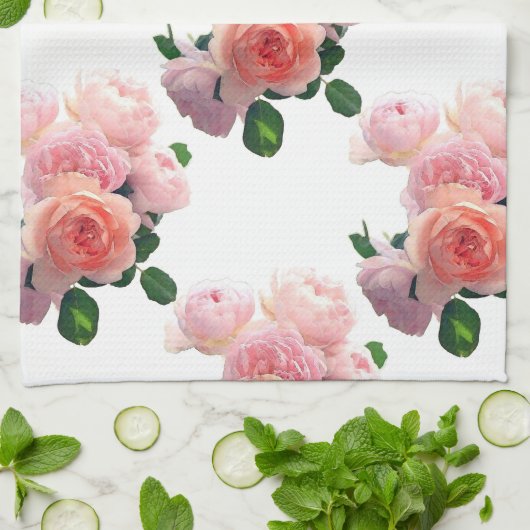 Waterverf Kunstroze rode rozen Florale Sjabloon Theedoek (Gevouwen)