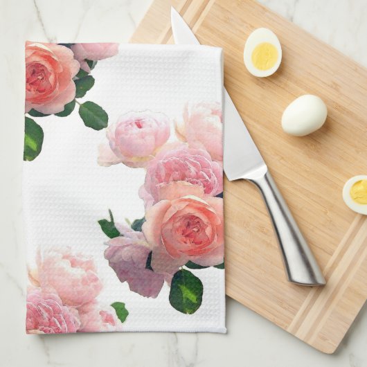 Waterverf Kunstroze rode rozen Florale Sjabloon Theedoek (Quarter Fold)