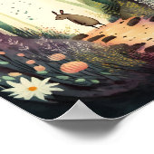 Waterverf kunstschattig dier in magisch bos poster (Hoek)