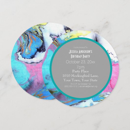 Waterverf kunstschilder verjaardagsfeestje kaart (Voorkant / Achterkant)