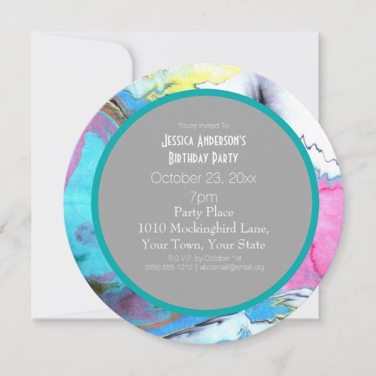 Waterverf kunstschilder verjaardagsfeestje kaart (Voorkant)