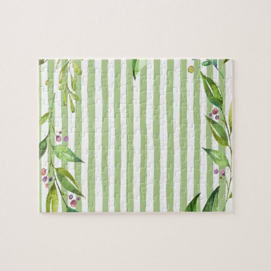 Waterverf Kunstvette groene strepen Legpuzzel (Horizontaal)