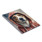 Waterverf Kunstwerk Bruin en Witte Hond in Hoodie Notitieboek (Rechterzijde)