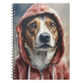 Waterverf Kunstwerk Bruin en Witte Hond in Hoodie Notitieboek (Voorkant)