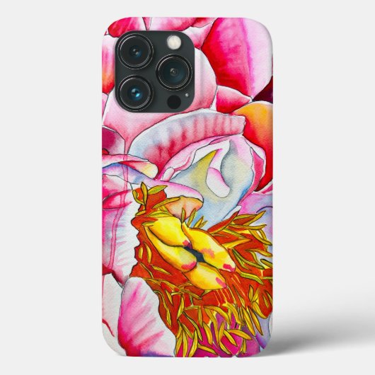 Waterverf-kunstwerk Roze Pioen Case-Mate iPhone Case (Achterkant)