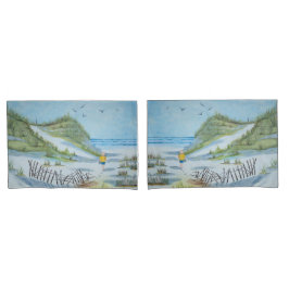 Waterverf kunstwerk van kind op een strand kussensloop