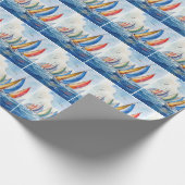 Waterverf kunstwerk zeilboot regatta cadeaupapier (Hoek)