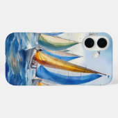 Waterverf kunstwerk zeilboot regatta Case-Mate iPhone case (Achterkant (horizontaal))