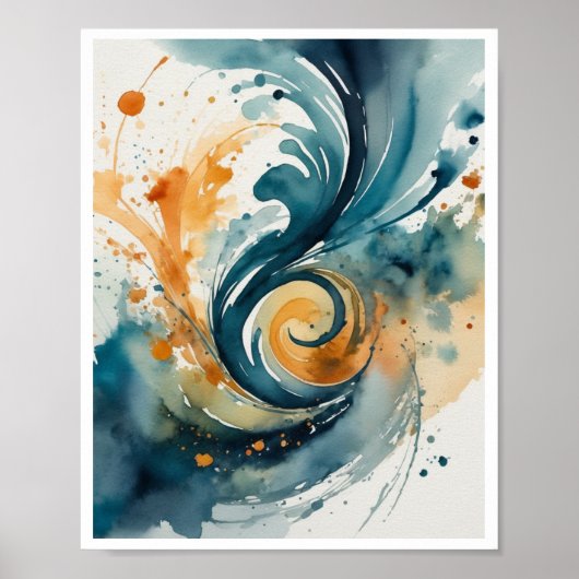 waterverf kunstwerken abstracte wervelingen spatte poster (Voorkant)