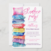 Waterverf Kussen Slaperij Feestje Kaart (Voorkant)