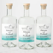 Waterverf Kust Bruiloft Save The Date Likeurfles Etiket (Flessen)