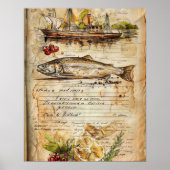 Waterverf Kust Gevist Charter Vis en zeevruchten R Poster (Voorkant)