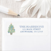 Waterverf kust kerstboom adres etiket (Insitu)