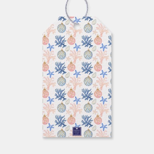 Waterverf kust kerstboom cadeaulabel (Achterkant)