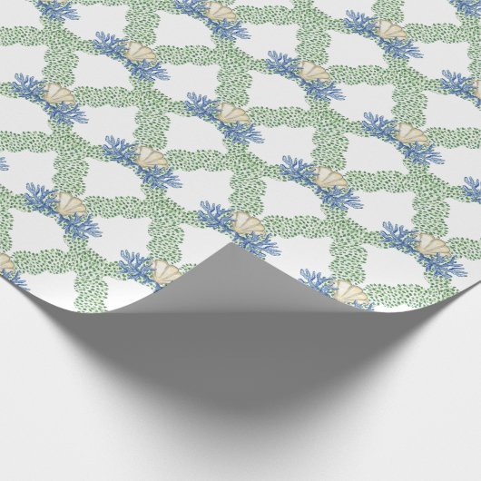 Waterverf kust kust kerstkrans cadeaupapier (Hoek)