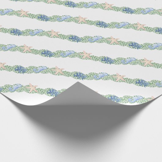 Waterverf kust kust kerstkrans cadeaupapier (Hoek)