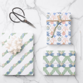 Waterverf kust kust kerstkrans inpakpapier vel