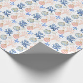 Waterverf kust kust kerstschelpen cadeaupapier (Hoek)