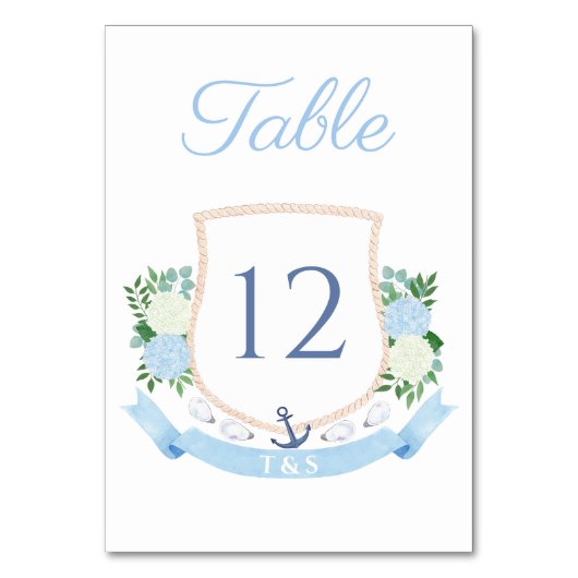 Waterverf Kust Monogram Kreeft Trouwen Kaart (Voorkant)