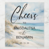 Waterverf kust nautische zeegezicht strand bruilof wijn etiket (Enkel label)