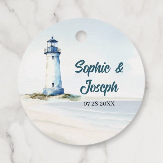 Waterverf Kust New England bruiloft Dank u Bedankjes Labels (Achterkant)