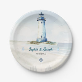 Waterverf kust New England bruiloft Papieren Bordje