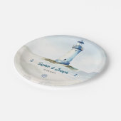 Waterverf kust New England bruiloft Papieren Bordje (Gekanteld)