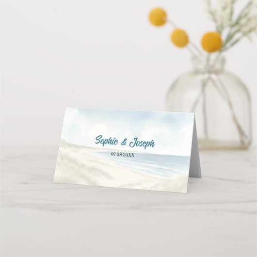 Waterverf Kust New England Wedding RSVP Reageer Plaatskaartje (Achterkant)