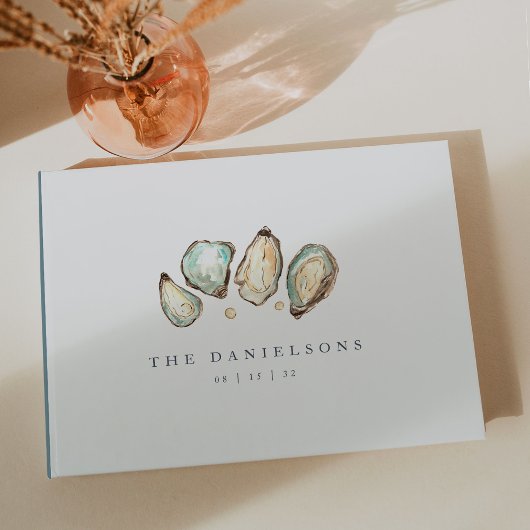 Waterverf kust oester bruiloft gastenboek