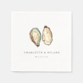 Waterverf kust oester bruiloft servet (Voorkant)