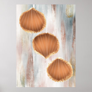Waterverf kust Seashells Art Poster