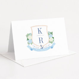 Waterverf Kust Thema Crest Trouwfoto Bedankkaart