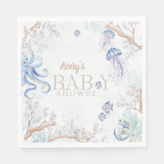 Waterverf Kust Zeedieren Baby Shower Servet