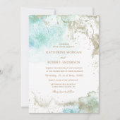 Waterverf Kustbegroting Foto Bruiloft Kaart (Voorkant)