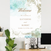 Waterverf Kustbegroting Foto Bruiloft Poster (Thuiskantoor)