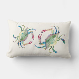 Waterverf Kustblauwe krab Beach House Kussen