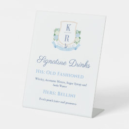 Waterverf Kustbruiloft Handtekening Drinken Reclamebord Met Voetstuk