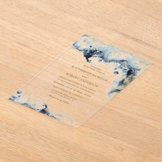 Waterverf kustbudget bruiloft acryl uitnodigingen (Laagn)