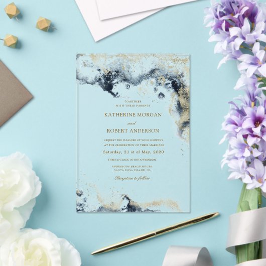 Waterverf kustbudget bruiloft acryl uitnodigingen (Insitu (Huwelijk))