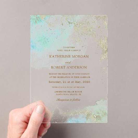 Waterverf kustbudget bruiloft acryl uitnodigingen (Insitu (Draagbaar))